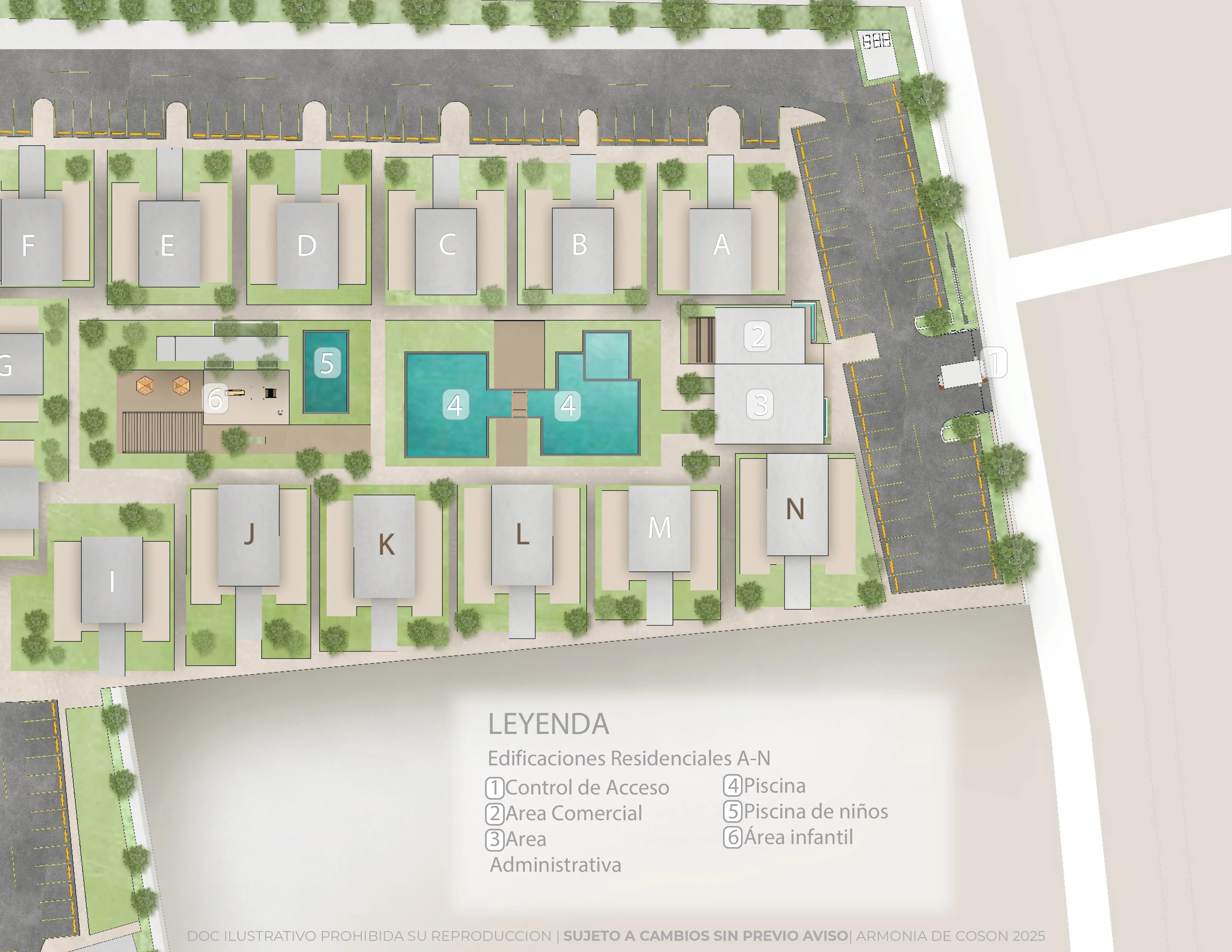 Diseño arquitectónico y distribución de áreas en Armonía Cosón